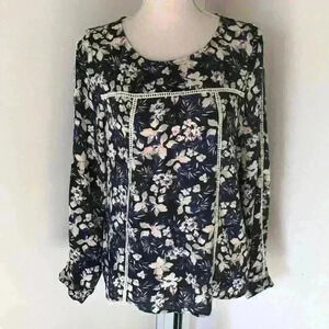 Skies Are Blue Anthropologie Blue Floral Blouse